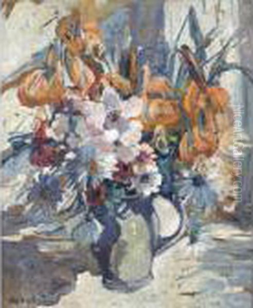 Still Life Of Flowers In A Vase Oil Painting by Dorothea Sharp