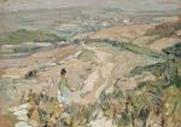 Figure In A Landscape Oil Painting by Dorothea Sharp