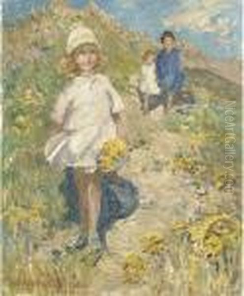 A Walk On The Cliffs Oil Painting by Dorothea Sharp