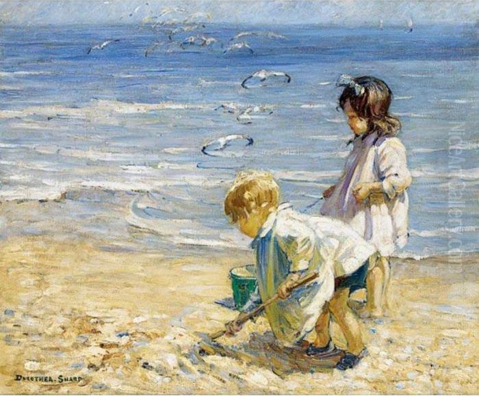 By The Blue Sea Oil Painting by Dorothea Sharp