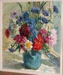 Flowers In A Vase By A Sunlit Window