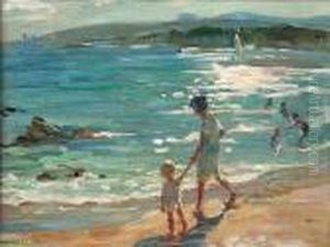 Young Girl With Child By The Water's Edge