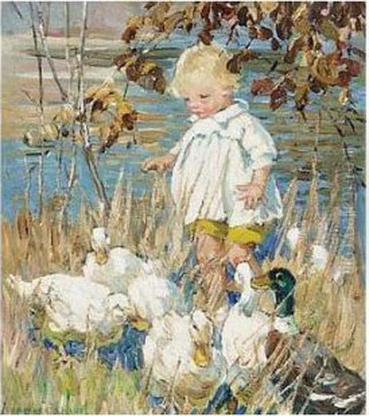 Feeding Ducks Oil Painting by Dorothea Sharp