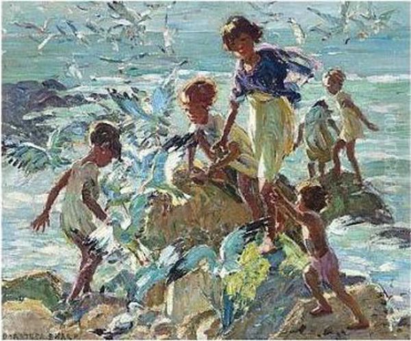 Feeding The Birds Oil Painting by Dorothea Sharp