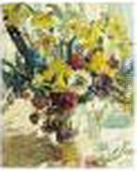 Still Life Summer Flowers, Signed Oil Painting by Dorothea Sharp
