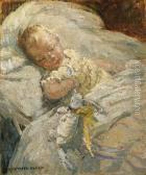 Asleep With Her Favourite Toy Oil Painting by Dorothea Sharp