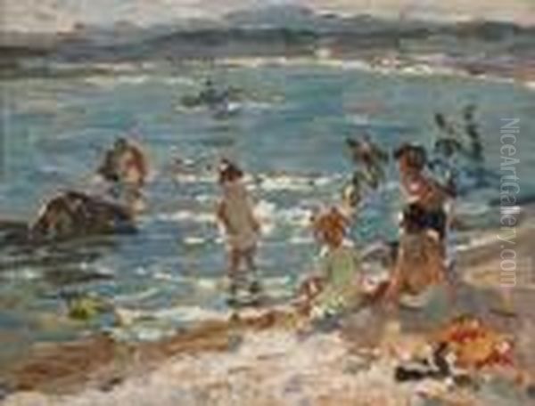 Children Paddling Oil Painting by Dorothea Sharp