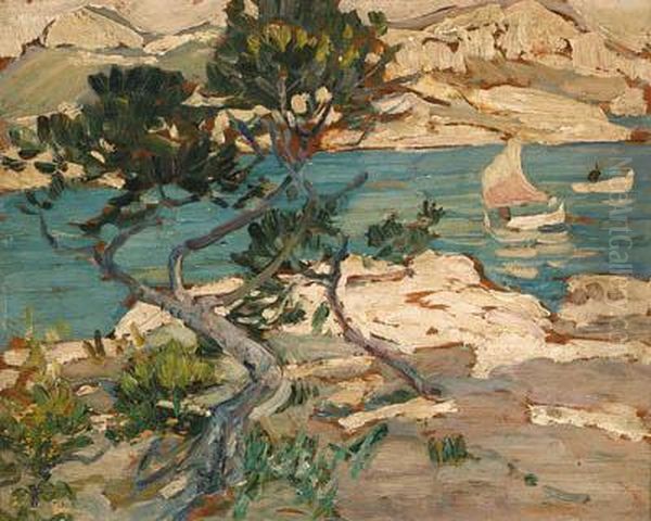 Sketch For White Rocks Cassis Oil Painting by Dorothea Sharp