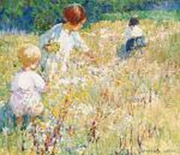 Children Picking Flowers Oil Painting by Dorothea Sharp