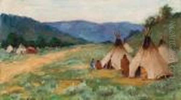 Summer Camp Oil Painting by Joseph Henry Sharp