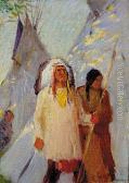 Just Purchased Oh Nm Ca Uc Pm La
 Afa Swa Nm Sharp The Beat Of The Drum And The Whoop Of The Dance Oil Painting by Joseph Henry Sharp