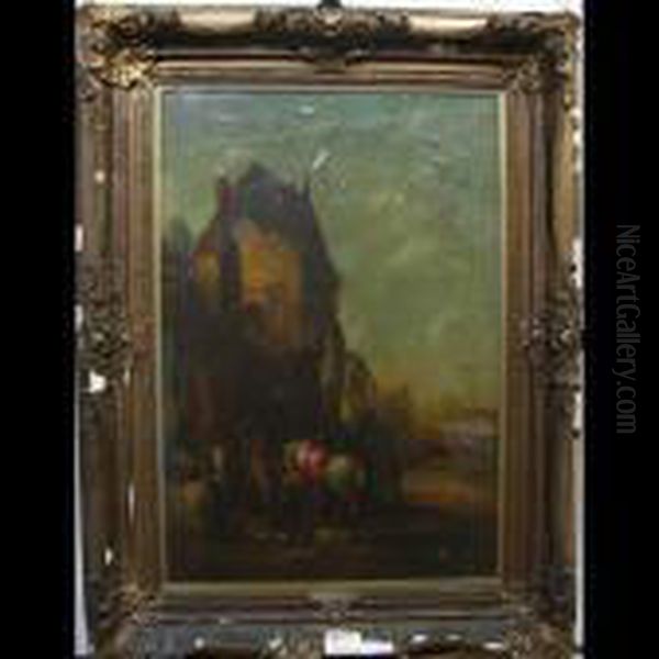 Coast Scene With The Arrival Of The Troops Oil Painting by Snr William Shayer
