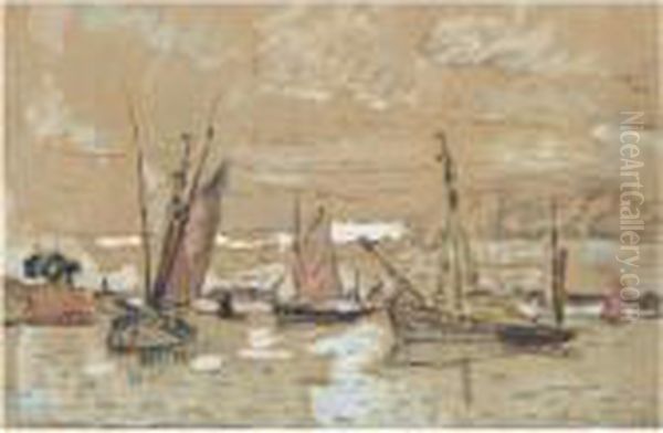 Bateaux A Honfleur Oil Painting by Paul Signac