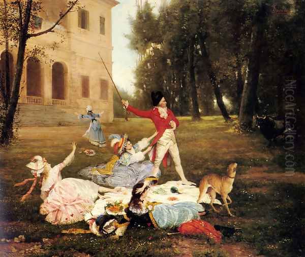 The Uninvited Guest Oil Painting by Ignace Spiridon