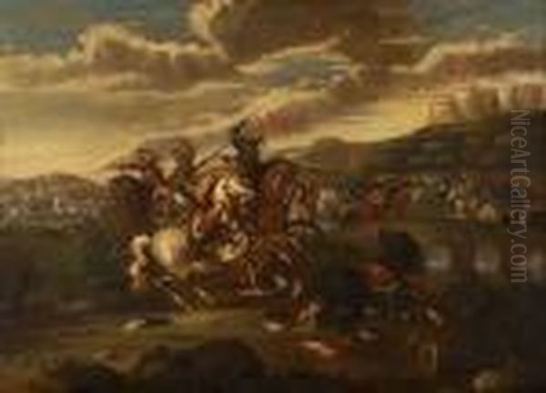 Battle Scene Oil Painting by Francesco Simonini