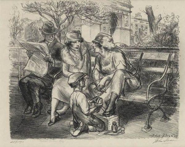 Shine, 
Washington Square Oil Painting by John Sloan