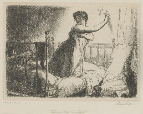 Turning Out The Light Oil Painting by John Sloan