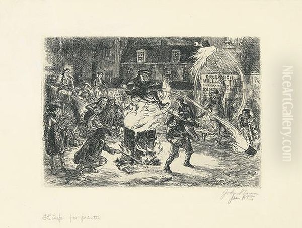 Bonfire. Oil Painting by John Sloan