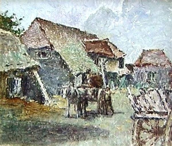 Hay Wagon Oil Painting by George Smith