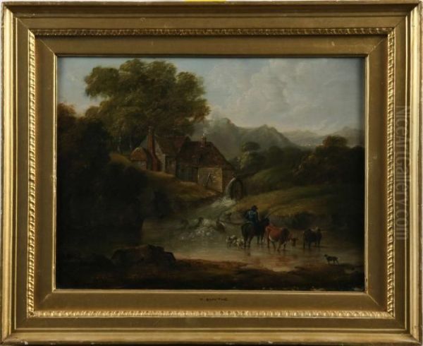Landskap Med Kvarn Och Figurer Oil Painting by Thomas Smythe
