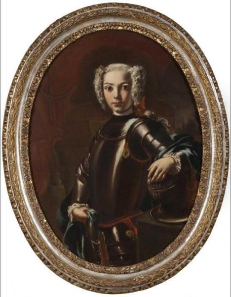 Ritratto Di Giovane In Armatura
 (carlo Edoardo Di Scozia?) Oil Painting by Francesco Solimena