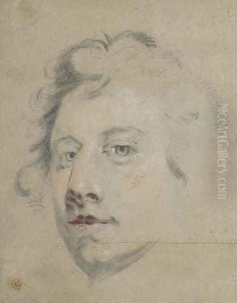 Study of the head of a man Oil Painting by English School