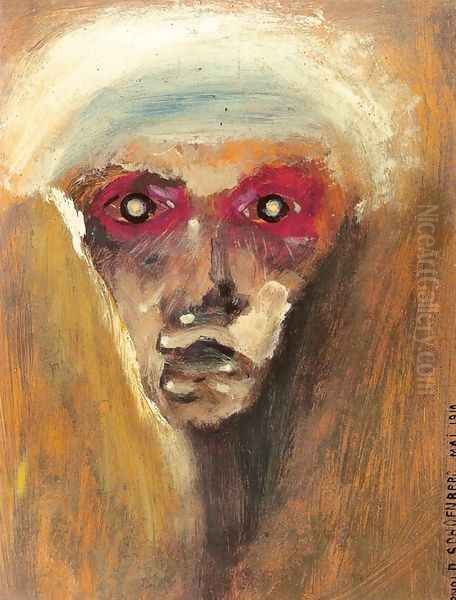 Red Gaze Oil Painting by Arnold Schoenberg (Schonberg)