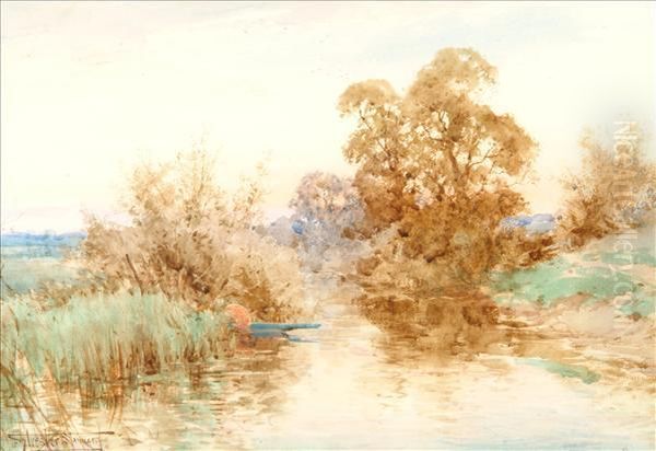 A Rural Stream Oil Painting by Henry John Sylvester Stannard