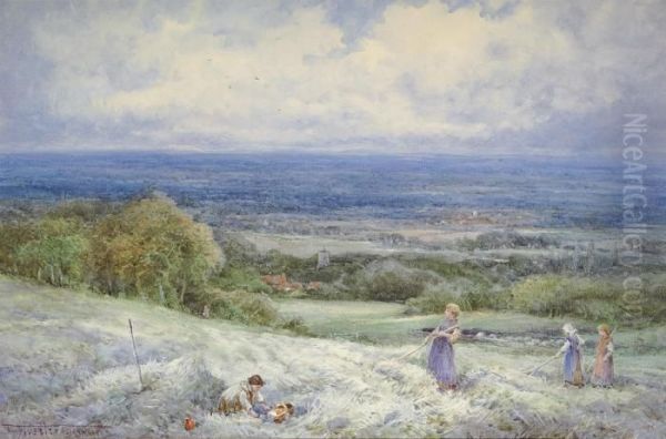 In A Hayfield, Near Wantage, Oxfordshire Oil Painting by Henry John Sylvester Stannard