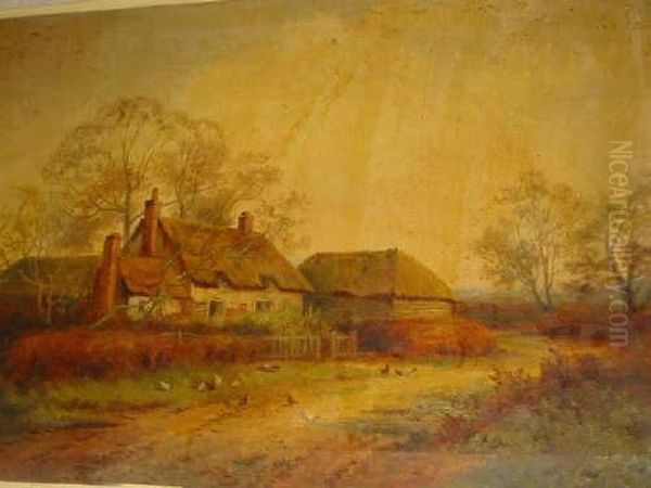 Rural Scenes With Thatched Cottages Oil Painting by Henry John Sylvester Stannard