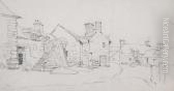 Old Houses, Norfolk Oil Painting by James Stark