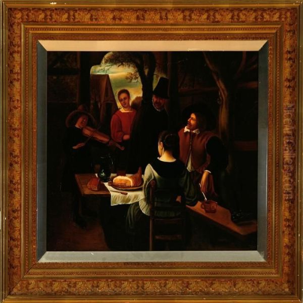 A Dining Scene Oil Painting by Jan Steen