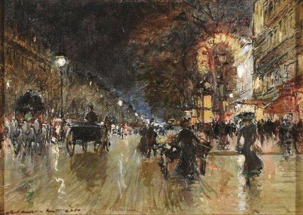 Paris, Les Grands Boulevards Oil Painting by Georges Stein
