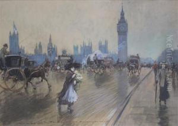 London, Westminster Bridge Oil Painting by Georges Stein