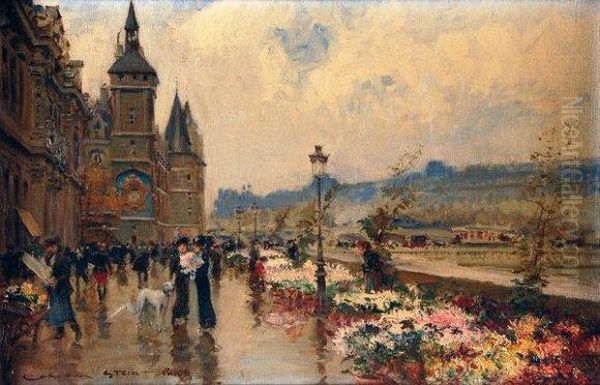 Le Quai Aux Fleurs A Paris Oil Painting by Georges Stein