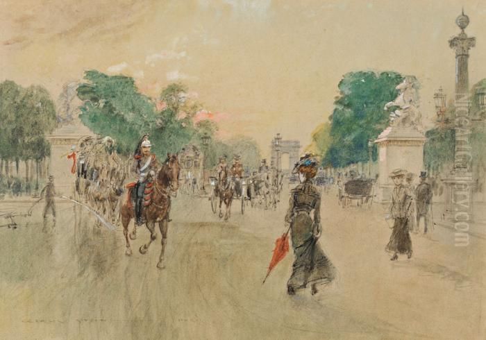 Vue Des Champs Elysees Oil Painting by Georges Stein