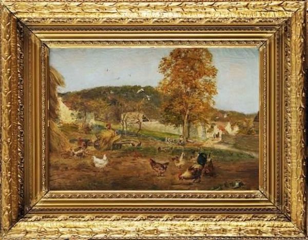 Cour De Ferme Dans Un Village Oil Painting by Georges Stein