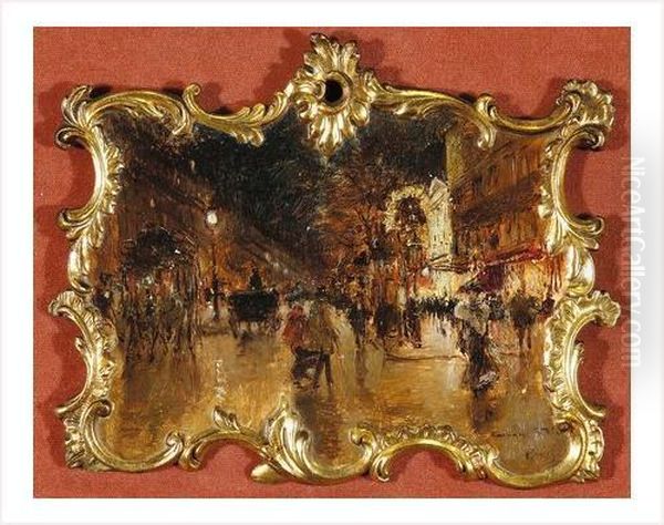 Paris Les Grands Boulevards Oil Painting by Georges Stein