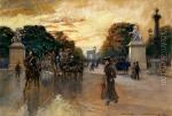 L'avenue Des Champs-elysees Oil Painting by Georges Stein