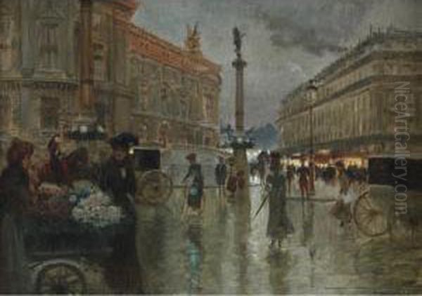 Rue Auber Oil Painting by Georges Stein