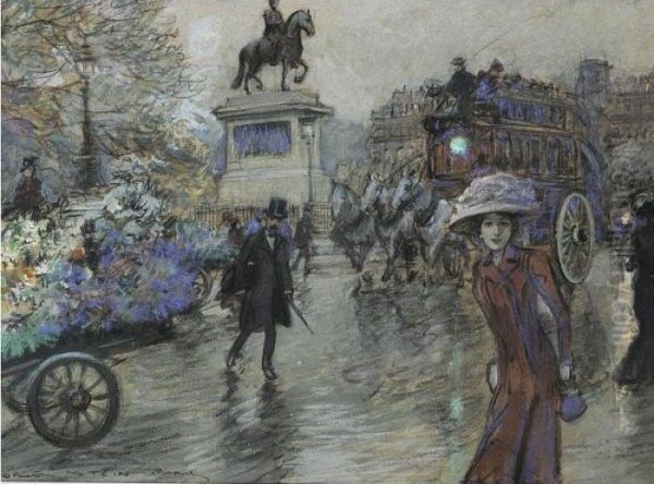 Statue Of Henri Iv On The Pont Neuf Oil Painting by Georges Stein