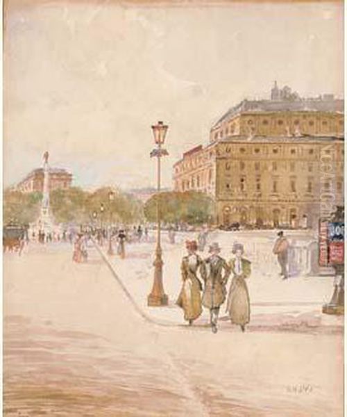 La Place Du Chatelet Oil Painting by Georges Stein