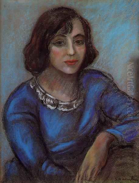 Portrait of a Young Woman Oil Painting by Theophile-Alexandre Steinlin