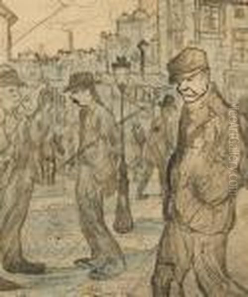 Sous La Pluie. Oil Painting by Theophile Alexandre Steinlen