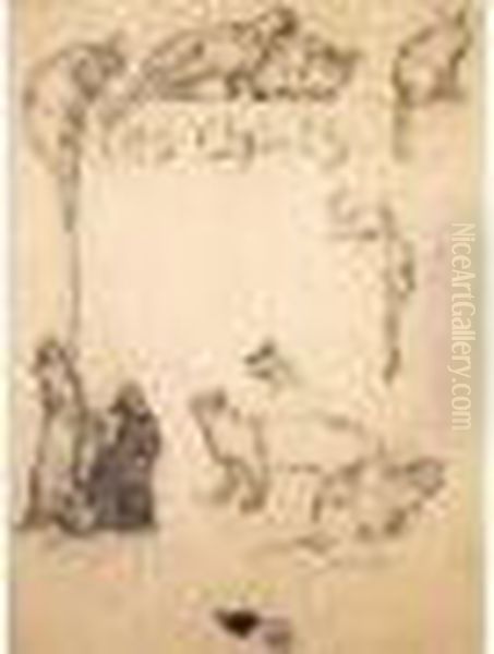 Les Chats Oil Painting by Theophile Alexandre Steinlen