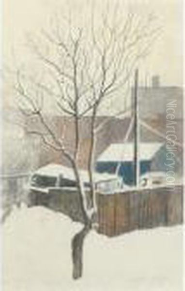 Winter Backyards Oil Painting by Joseph Stella