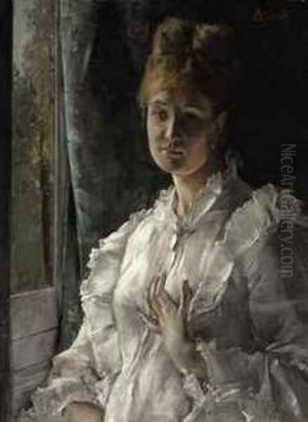 Le Femme En Blanc Oil Painting by Aime Stevens