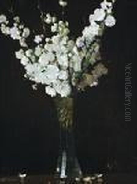 Apple Blossoms In A Vase Oil Painting by Arthur Ernest Streeton