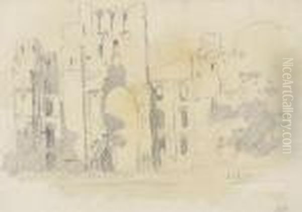 The Facade Of The North Transept Of Kelso Abbey, Scotland Oil Painting by Arthur Streeton