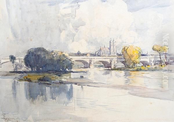 River Scene Oil Painting by Arthur Streeton